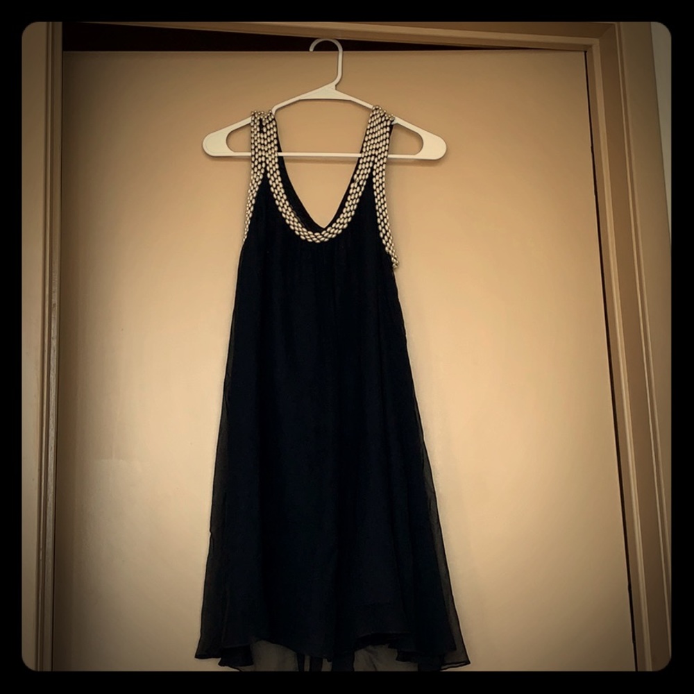 FOLEY pearl and chiffon cocktail dress